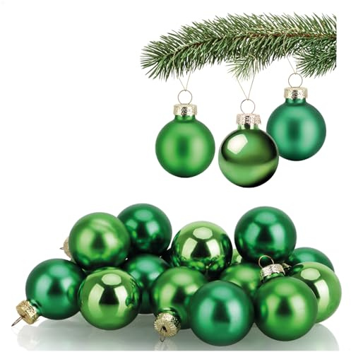 COM-FOUR® 20x Mini-Christbaumkugeln aus Glas, kleine Weihnachtskugeln | Baumschmuck für den Weihnachtsbaum - Ø 3 cm