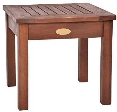 Tavolino da giardino in legno di eucalipto, 40 cm, colore: marrone scuro, piccolo tavolo da giardino in legno massiccio, tavolo per balcone, terrazza, giardino, fiori e piante