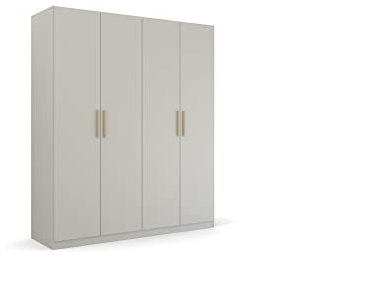 Rauch Möbel Quadra-Spin SKANDI, Kleiderschrank, Seidengrau, Breite 181 cm | Schrank im Skandi Stil, 4-türig, für Schlafzimmer, Kinderzimmer, Wohnzimmer, Studentenwohnung, Garderobe