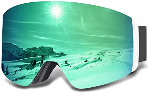 AVAWAY Skibrille Snowboard Brille für Brillenträger Herren Damen Erwachsene Magnet-Wechselsystem OTG UV-Schutz Kompatibler Helm Anti Fog Skibrillen Sphärisch Verspiegelt