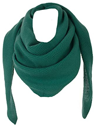 FASHION YOU WANT Écharpe triangle en tricot XXL pour femme avec motif de grain de riz en couleur unie, écharpe, tissu léger, vert foncé