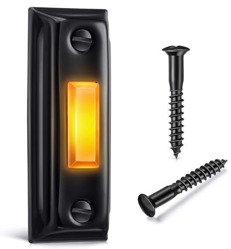 Dreyoo Metal Doorbell Push Button, Heavy Duty Metal Door Bell Wired Button LED Lighted Wall Mounted Doorbell Push Buttons for Home, Universal Garage Door Opener Switch Property in Copyright(Black)