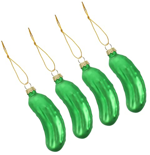 Operitacx 4stücke Gurkenanhänger Aus Glas Für Christbäume Weihnachtsdeko Mit Hängende Weihnachtsbaumschmuck Weihnachtsschmuck