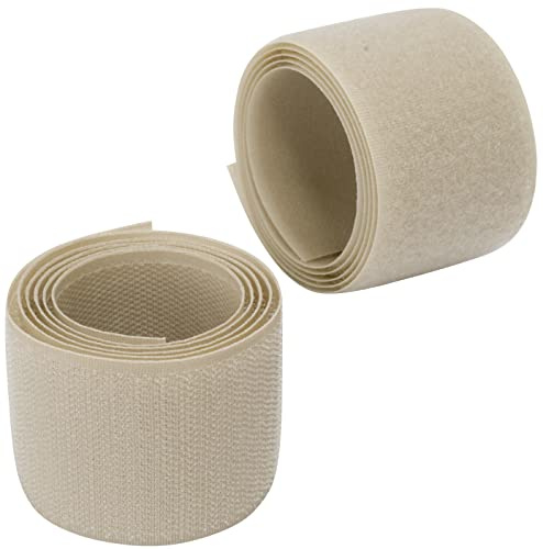 AERZETIX - C66006 - Bande/rouleau de scratch 50 mm 1 mètre auto-agrippant - organisateur/serre câbles - ruban sac vêtement attache sangle - couleur: beige clair - en polyamide et polyester