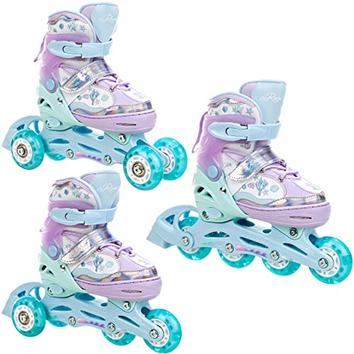 RAVEN - Inline skridskor för barn och vuxna - Triskates, Justerbara rullskridskor 3-i-1 för barn och vuxna - Isla Violet, 34-37 (21,5-24 cm)