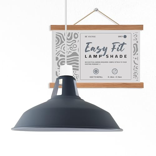 Moderne Retro-Lampenschirme aus Metall, einfache Montage-Lampenschirme, für industrielle Hängeleuchten, Schlafzimmer, Küche, Badezimmer, antiker Lampenschirm (Grau)