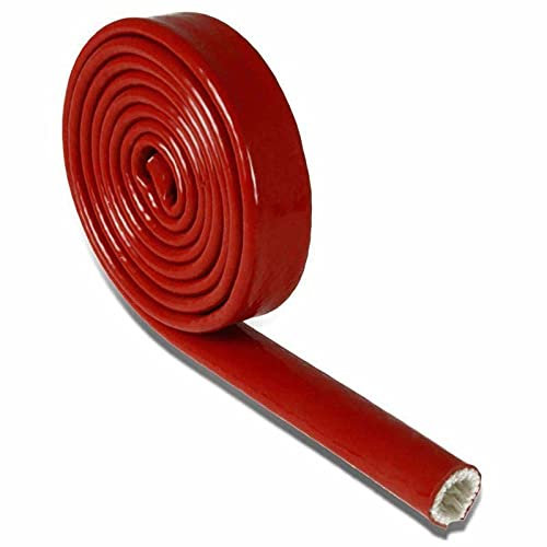 DUNSBY kabelmantel 1Meter Dia schwarz/rot Hochtemperaturbeständiger feuerhemmender Gehäuserohr Verdicken Isolier-Silikon-Fiberglas-Röhrchen (Color : Red, Size : 25mm)