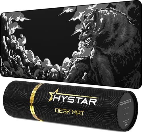 Hystar® Extended Gaming Mouse Pad | XXXL 45 x 20 | 5mm Thick, Waterproof Surface, Smooth Polyester Fabric, and Natural Rubber Base | Mythic Fenrir