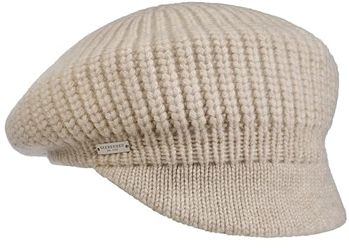 Seeberger Cashmere Ballonmütze Schirmmütze Schildmütze Strickcap Damen - mit Schirm Winter Herbst-Winter - One Size beige