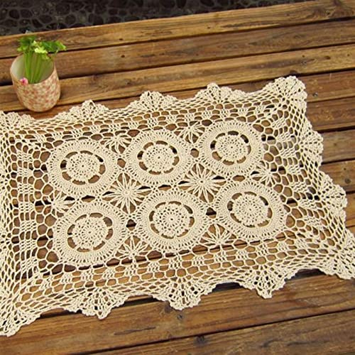 Tischläufer Home Tischwäsche 4 Stück gehäkelte Deckchen 35 x 50 cm (12 x 18 Zoll) Vintage Tischset handgefertigte Häkelspitze Tischset Deckchen Matten Pads Tischdekoration Zubehör Küche Esstisch Matte