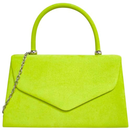 fi9® Bolso de mano retro de ante para boda, fiesta, graduación, noche, bolso de mano, medium
