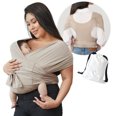 Babytrage, tragetuch baby neugeboren, Einfach Anzuziehen für Mütter und Väter, Ergonomischer Koala Tragetuch, Neugeborene für 0-36 Monate (Khaki)