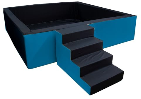 GoldenGroup XXL Bällebad 250x250cm - Quadratischer Schaumstoffpool - Ohne Bälle - Schwarz/Blau
