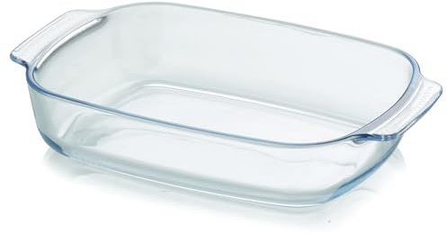 KHG Auflaufformen aus Glas 2 Liter oval für kalte & warme Speisen, spülmaschinenfest, mikrowellengeeignet, Glasbräter Glasform Backform, 30x20x6 cm