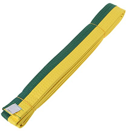 YPBEW Taekwondo-Gürtel für Karate, bequem, doppelt gewickelt, professionelle Kampfsport-Taillenband für Damen, Jeans, Gelb + Grün, 280 cm