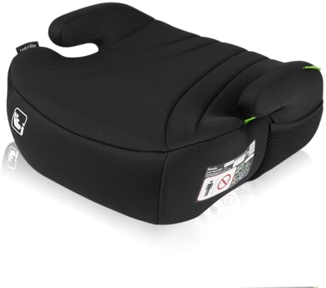 LIONELO LUUK i-Size Kindersitzerhöhung für Kinder von 22 bis 36 kg / 125-150 cm, Gruppe 2 und 3, Komfortable Sitzfläche und Armlehnen, abnehmbarer Bezug Schwarz