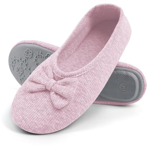 OFFCUP Dam Tofflor Hemmaskor Ballerina Dam Tofflor Hemmatofflor Memory Foam Vinter Tofflor Inomhus Tofflor Varm Plysch Lätta Bomullsskor, Rosenröd, 38 EU