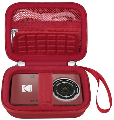 Elonbo Housse de transport pour appareil photo numérique Kodak PIXPRO FZ55 / FZ53 / FZ45 / FZ43 16MP, Z-rouge, Organiseur de sac