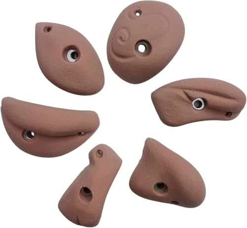 Brown 5 Pcs Rock Climbing Wall Grips for Adults Kids, Heavy Duty Climbing Holds Rock Climbing Wall, DIY Rock Climbing Kit, Outdoor Courtyard,5pcs,Solid wall installation