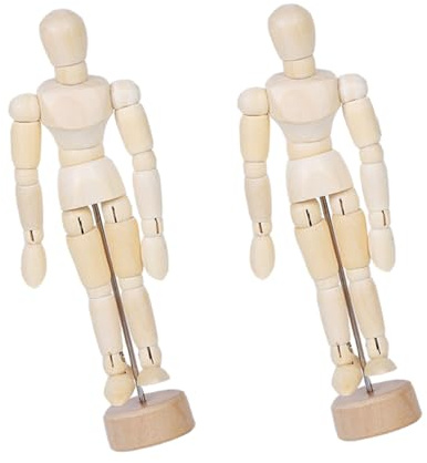 Veemoon 2stücke Holzgelenk Modell Für Skizzieren Und Zeichnen Desktop-ornament Aus Holz Mit Flexiblen Gelenken Künstlermodell Und Fotorequisite
