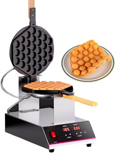 pealiritansemen Nuova Macchina per Waffle All'uovo Migliorata-1400 W,Cottura Rapida,Controllo Digitale della Temperatura 50-250 °C,Macchina per Waffle A Bolle Professionale,per Panetterie,SingleHead