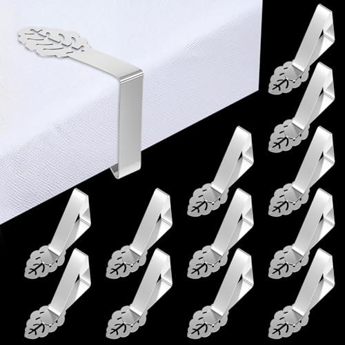 Nogeqi 12PCS Table Cloth Clips for Outside Tables, Leaf Picnic Table Clips, Heavy Duty Stainless Steel Tablecloth Clip for Outdoor Tables Party Wedding Home Restaurant Camping Accessories