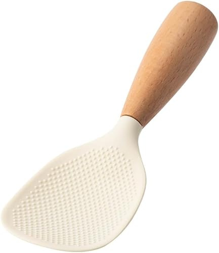 White Standing Silicone Rice Spoon Paddle, Household Rice Shovel Heat Resistant Anti-scalding Rice Scooper, Rice and Potato Servers, Serving Spoons Dining and Entertaining