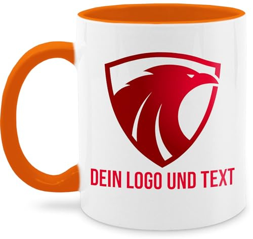 Tasse Tassen 325ml - Foto Bild - Firmenlogo Geschenk mit eigenem Logo Firma und Text I Unternehmenslogo Geschenk selbst gestalten - 325 ml - Orange - bedrucken lassen fototasse personalisiertes