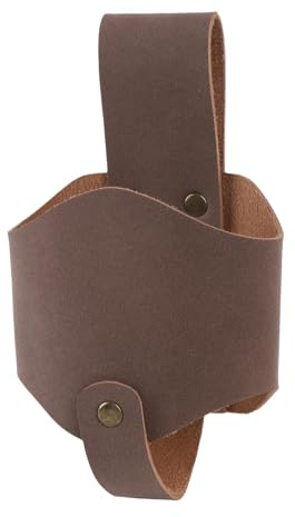SPYMINNPOO Porte-Courbe de Bière en Cuir, Bières Étui pour Hommes Buffer Brink Beverage Taie Pouche pour Barbecue Extérieur Camping (Marron foncé)