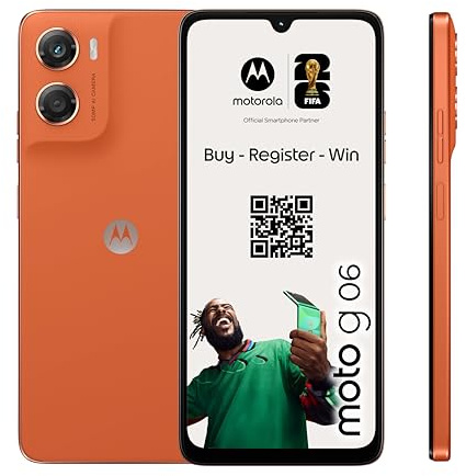 Motorola Moto g06 Smartphone (Kratzfestes 6,88-HD+-Display Dank Corning Gorilla Glass 3, wasserabweisend, 50-MP-Kamera, 4/256 GB, 5100 mAh, TurboPower-Aufladen) Pantone Arabesque, inkl. Schutzcover