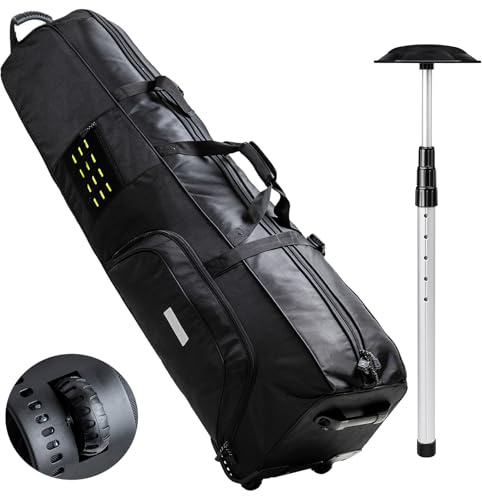 VIGEGARI Golf-Reisetasche mit Rollen und verstellbarer Stützstange, von Fluggesellschaften zugelassen, robuste Oxford-Golftasche für Schläger, Wagen und Standtasche, weiche, wasserdichte Abdeckung