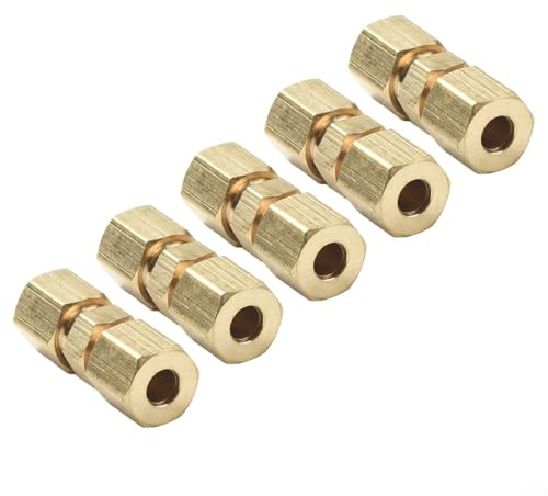 Lot de 5 raccords en laiton de 1,9 cm OD pour lignes de frein hydrauliques en acier et cuivre