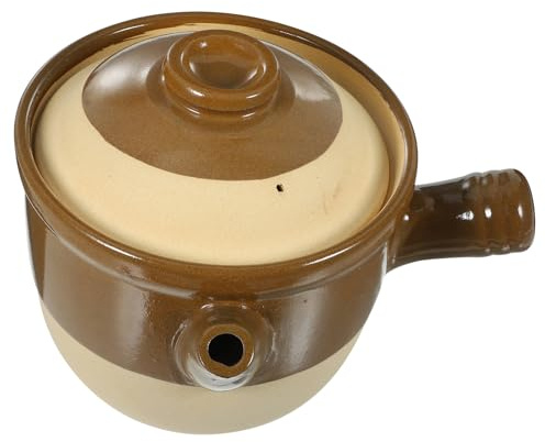 Ipetboom Olla de Barro para Cocinar Medicina Cazuela Tradicional de Cerámica Resistente Altas Temperaturas Fácil de Limpiar con Diseño Ergonómico para Uso Doméstico y Cocina Saludable
