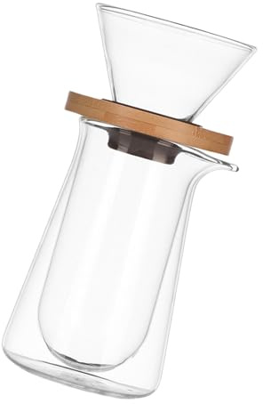 Oxxggkao Double Wall Glass Coffee Maker Set with Filter and Carafe with Handle Ideal for Office and Home Use Coffee Filter Glass Pours Over Set