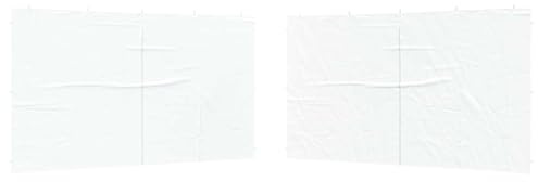 Roanoer 2er Set Partyzelt Seitenteile Weiß 400 x 195 cm Pavillon Seitenwände mit Fenstern und Reißverschluss PE Ersatzwände für Festzelt Gartenzelt Pavillonzubehör