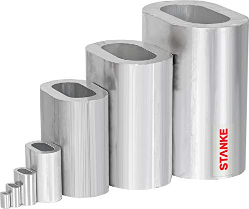 Seilwerk STANKE 100x Alu Pressklemme Größe 2 Seilklemme Drahtseilklemme | Aluminium Presshülse – Für Konfektionierung, Schlaufenbildung und Verbindung von Drahtseilen