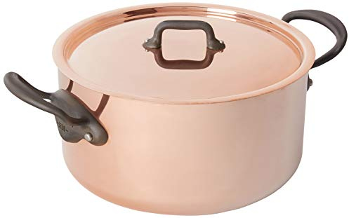 Mauviel M'Heritage M150C Copper Dutch Oven/Stew pan with Lid. 5.6L/5.9 quart 24cm/9.5 with Cast Stainless Steel Iron Eletroplated Handle