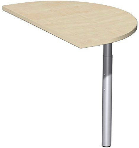 Geramöbel Anbautisch halbrund mit Stützfuß, inkl. Verkettungsmaterial, höhenverstellbar, 500x800x680-820, Ahorn/Silber