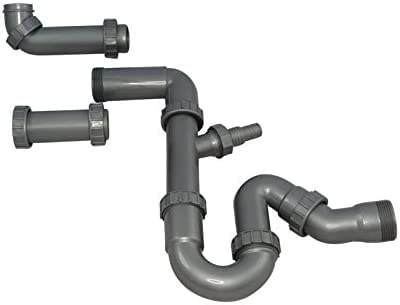 Sifón para fregadero de cocina de 1 seno, lavavajillas y lavadora - conexión horizontal o vertical
