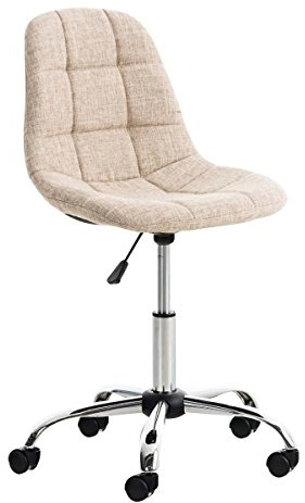 CLP Bürostuhl Emil I Höhenverstellbarer Drehstuhl Mit Stoffbezug Und Metallgestell In Chromoptik I Schreibtischstuhl Mit Gestepptem Sitz Farbe Creme