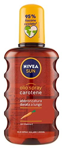 NIVEA Sun Olio Spray Solare Carotene Bronze 200ml, Olio abbronzante con estratto di Carotene e Vitamina E, Protezione solare SPF 6, Abbronzatura intensa e duratura