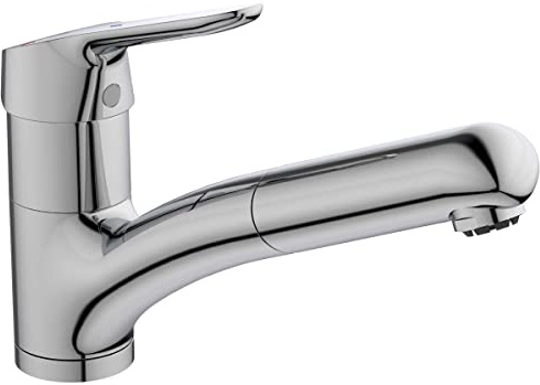 Ideal Standard – Ceraflex Küchenarmatur, Auslaufhöhe 114 mm, mit 1-Funktionshandbrause, FirmaFlow Kartusche, Niederdruck, Schwenkbereich 120°, Schaftverschraubung von unten, Chrom