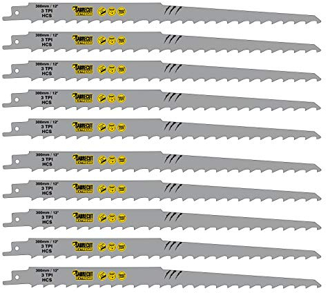 10 x SabreCut SCRS1617K_10 300mm 3 TPI S1617K Säbelsägeblätter für sehr schnelles Holzschneiden kompatibel mit Bosch Dewalt Makita und vielen anderen