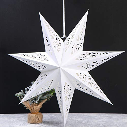 BESPORTBLE Papierstern Lampenschirm Aushöhlen Sterne Papier Weiß Faltsterne 45cm Hängeleuchtenschirm Hochzeit Geburtstag Weihnachten Party Festival Hängende Weihnachtsdekoration Stil B