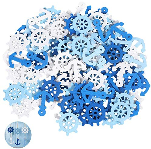 Maritime Holz Anker Dekoration - Schiff Lenkrad Steuerrad Schmuck - 200 Stück für DIY Dekoration