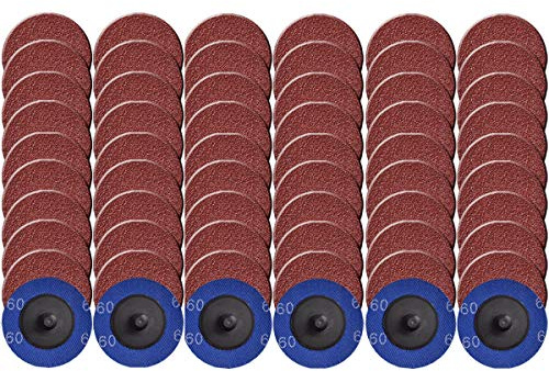 Tshya Quick Change Roll Lock Disc, 60 Pcs 60Grit 2 inch Sanding Discs Aluminum Oxide Coated Die Grinder Accessories, for Surface Prep (P60)