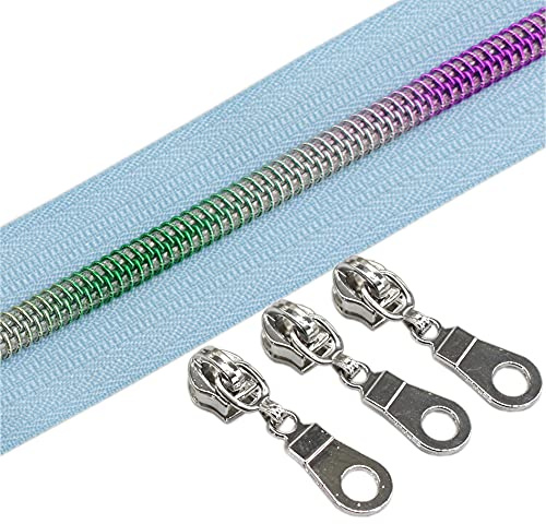 ByaHoGa 9 m regnbåge oändlig dragkedja metervara SkyBlue dragkedja 6 mm spiral 25 icke-lock-dragkedja (regnbåge SkyBlue)