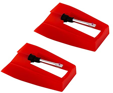 Luter 2 Stück Plattenspieler Nadel Drehscheibe Nadel Plattenspieler Stift Ersatz Saphir Diamant Plattenspieler Vinyl für Plattenspieler Vinyl (rot)