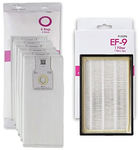 Bag + Filter Kit Compatible with Kenmore Elite Upright Vacuum Cleaners. 6 Type O 53294 Bags + 1 EF-9 53296 Exhaust HEPA Filter. Fits 31140 31150 BU1017 BU1005