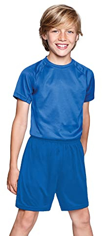 KINKIES Pantalón Corto Deportivo de Colores para niños - Pantalón Transpirable con Slip Interior, elástico y cordón (4 Años, Azul)